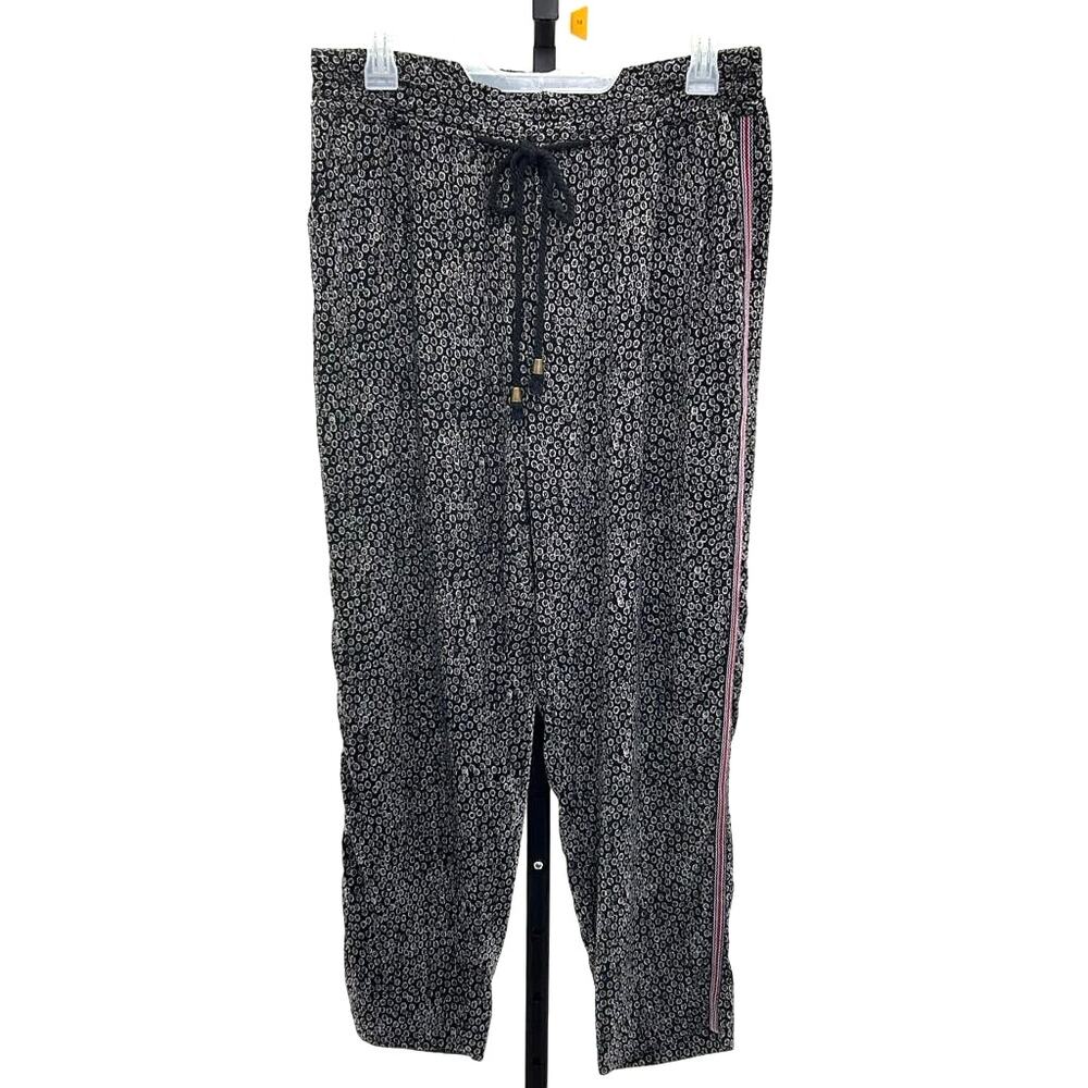 Anthropologie Ett Twa Black Ditsy Floral Casual Relaxed Pull On Pant Sz S